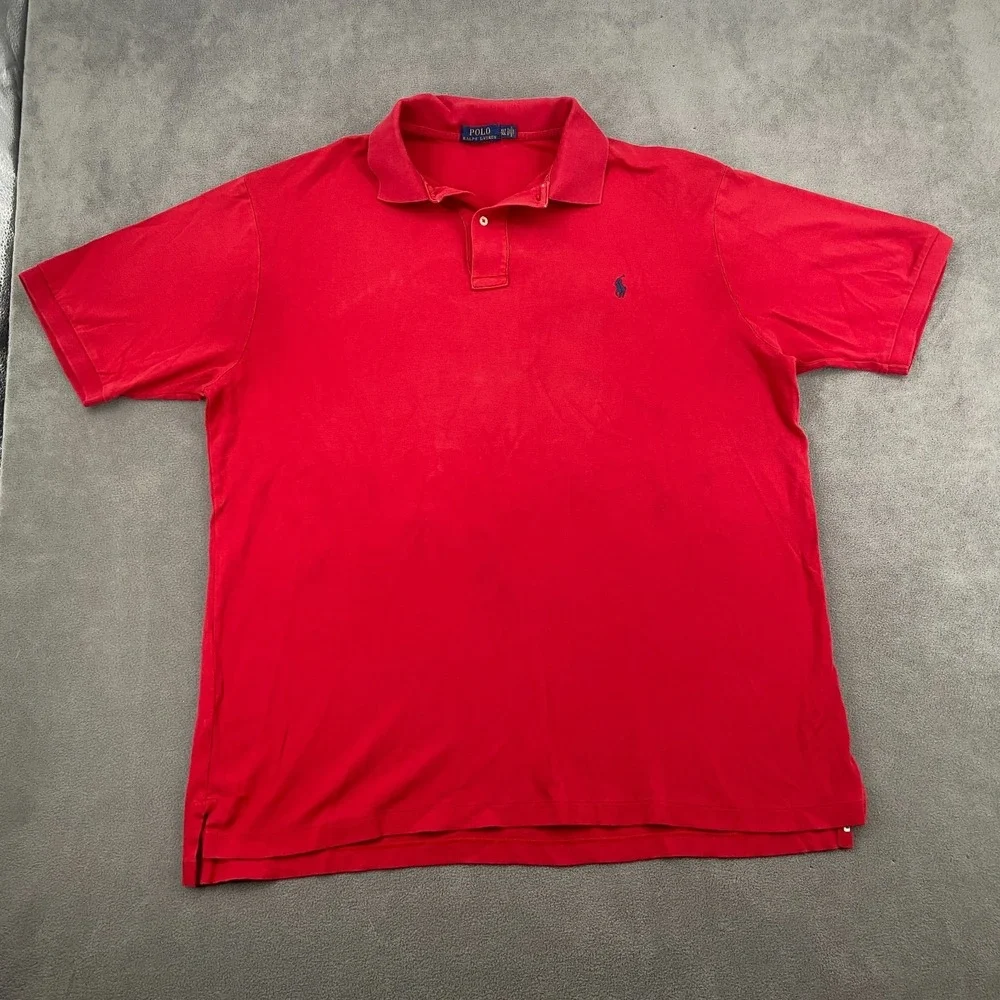 Vintage Polo Ralph Lauren Polo Shirt Mens XLT Red Pony Logo High‎ Low Hem Golf